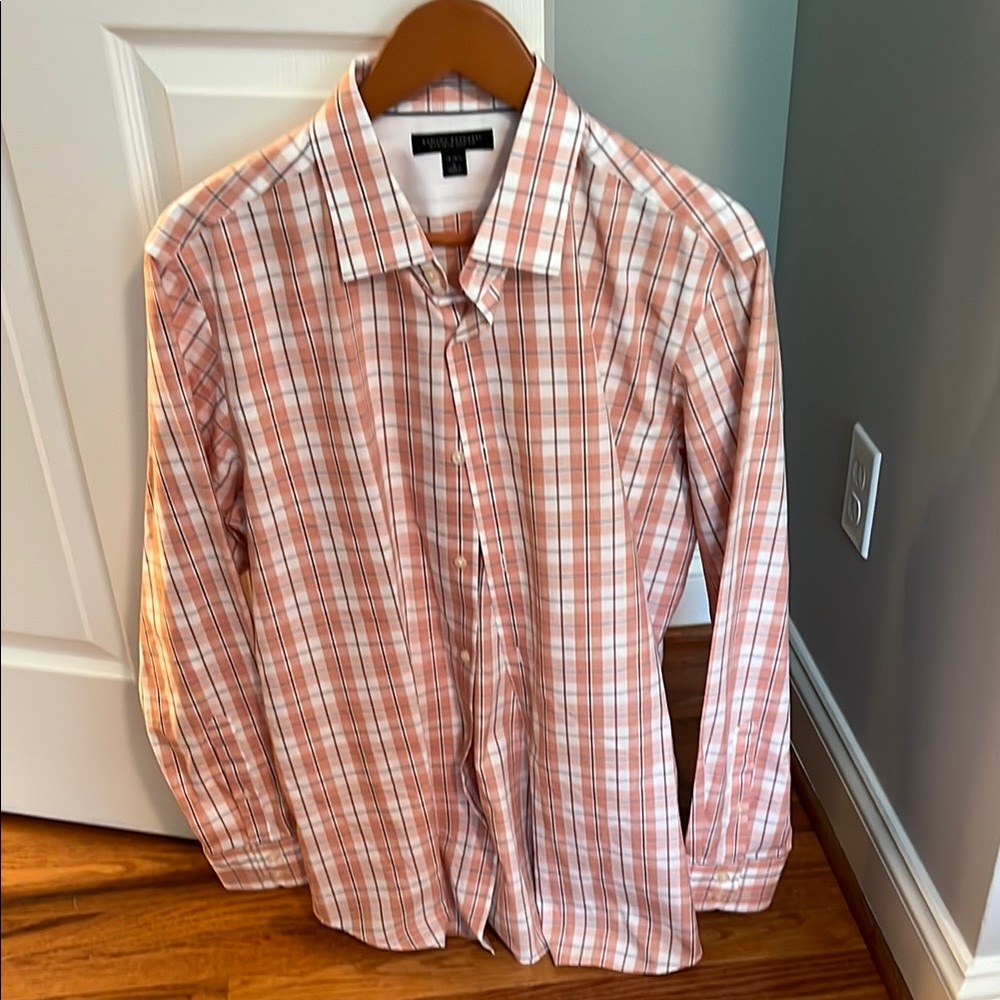 Banana Republic Pink and White Plaid Casual Shirt